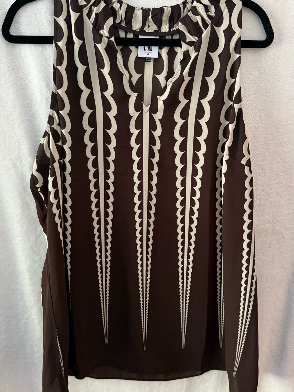 CAbi Brown and Cream Patterned Sleeveless Camisole